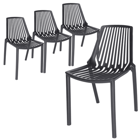 Acken Mid-Century Modern Plastic Dining Chair for Kitchen and Dining Room, Set of 4