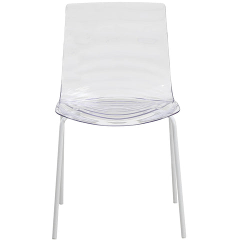 Astor Water Ripple Design Dining Chair in White Stainless Steel Set of 4