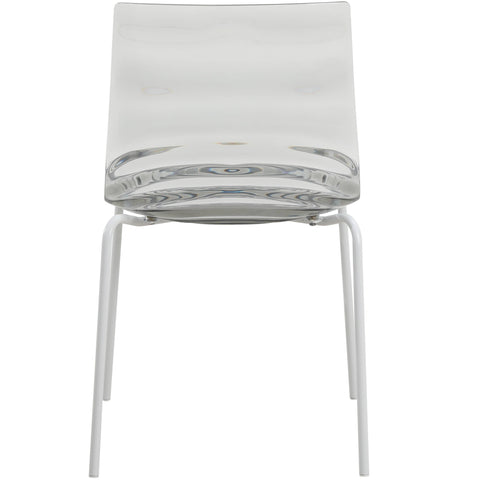 Astor Water Ripple Design Dining Chair in White Stainless Steel Set of 4