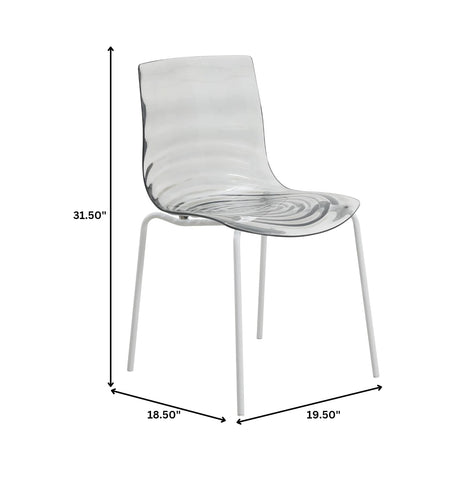 Astor Water Ripple Design Dining Chair in White Stainless Steel Set of 4