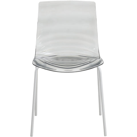 Astor Water Ripple Design Dining Chair in White Stainless Steel Set of 4