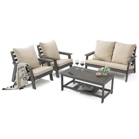 Alpine Modern Polystyrene 4-peice Patio Conversation Set