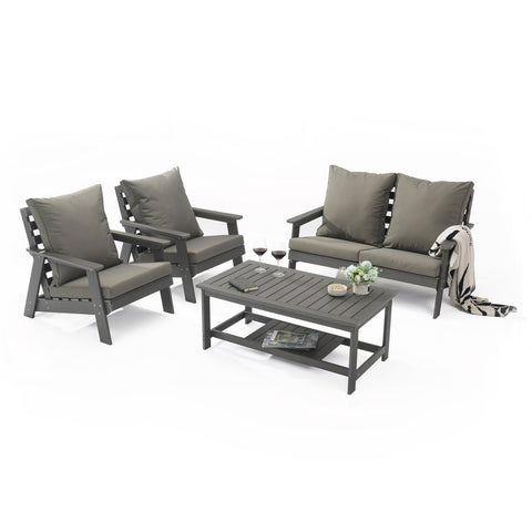 Alpine Modern Polystyrene 4-peice Patio Conversation Set