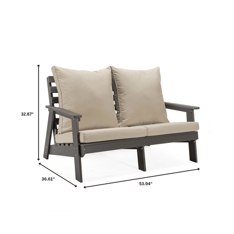 Alpine Outdoor Loveseat in High Impact Polystyrene with Removable Cushions