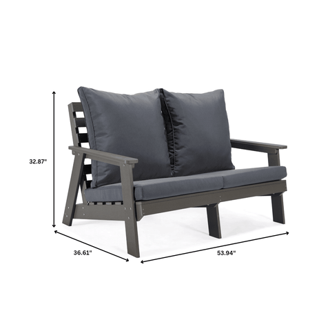 Alpine Outdoor Loveseat in High Impact Polystyrene with Removable Cushions