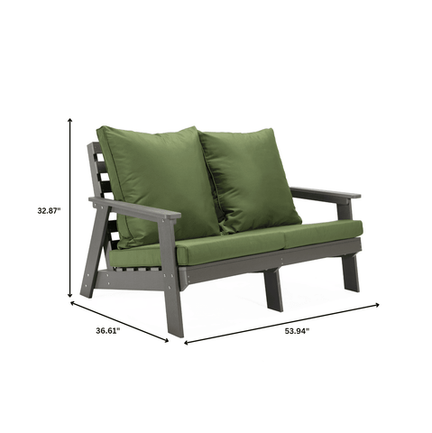 Alpine Outdoor Loveseat in High Impact Polystyrene with Removable Cushions