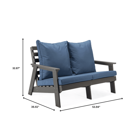 Alpine Outdoor Loveseat in High Impact Polystyrene with Removable Cushions