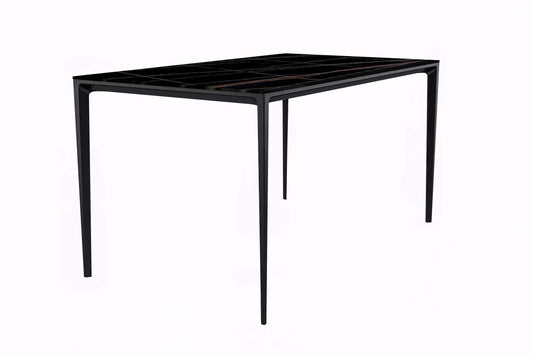 Avo Rectangular Dining Table with Sintered Stone/Glass Tabletop in Black Aluminum Base