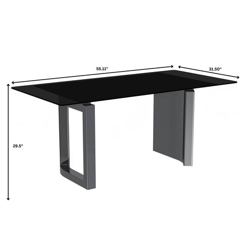 Rectangular Dining Table with Stone/Glass Tabletop and Stainless-Steel Base - Astra Series