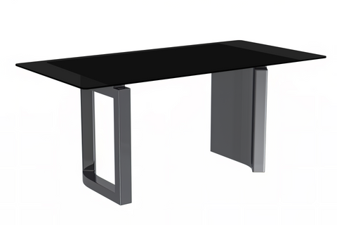 Astra Rectangular Dining Table with Stone/Glass Tabletop and Stainless-Steel Base