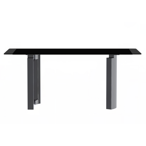 Astra Rectangular Dining Table with Stone/Glass Tabletop and Stainless-Steel Base