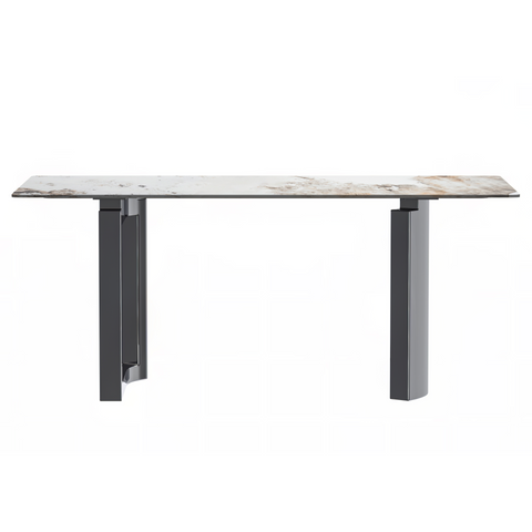 Astra Rectangular Dining Table with Stone/Glass Tabletop and Stainless-Steel Base