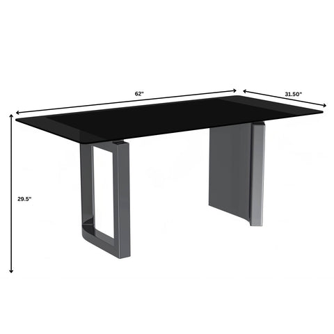 Rectangular Dining Table with Stone/Glass Tabletop and Stainless-Steel Base - Astra Series