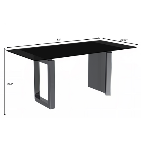 Astra Rectangular Dining Table with Stone/Glass Tabletop and Stainless-Steel Base