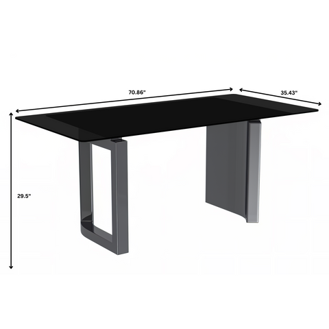 Astra Rectangular Dining Table with Stone/Glass Tabletop and Stainless-Steel Base