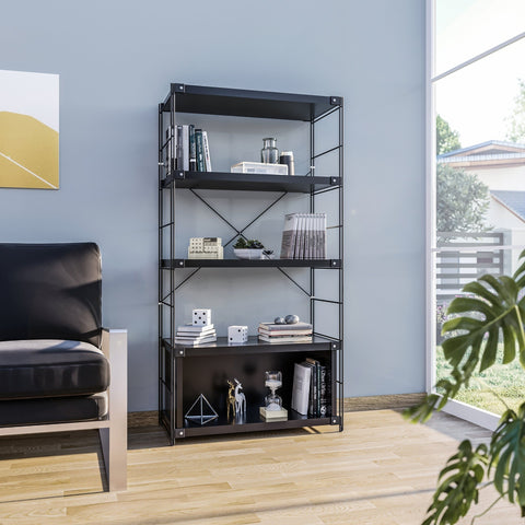 Brentwood Etagere Bookcase with White Powder Coated Steel Frame and Melamine Board Shelves