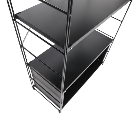 Brentwood Etagere Bookcase with Black Powder Coated Steel Frame and Melamine Board Shelves