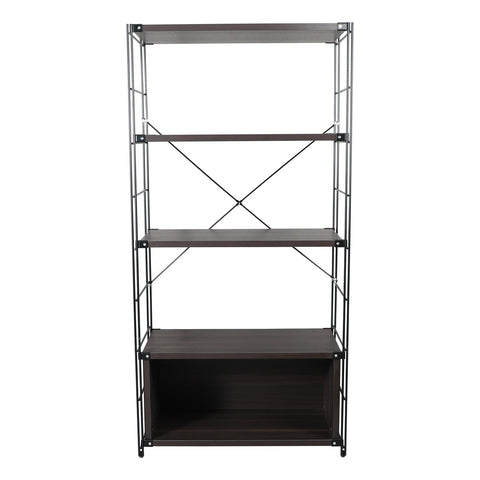 Brentwood Etagere Bookcase with Black Powder Coated Steel Frame and Melamine Board Shelves