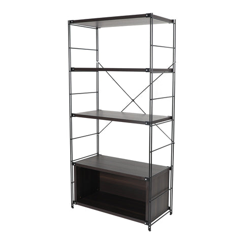 Brentwood Etagere Bookcase with Black Powder Coated Steel Frame and Melamine Board Shelves