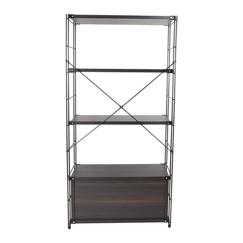 Brentwood Etagere Bookcase with White Powder Coated Steel Frame and Melamine Board Shelves