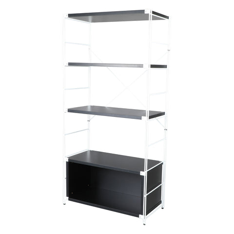 Brentwood Etagere Bookcase with White Powder Coated Steel Frame and Melamine Board Shelves