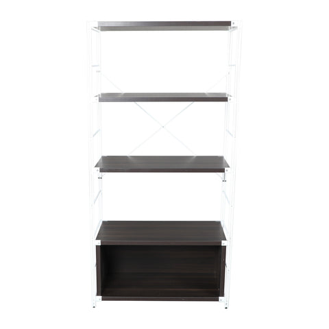 Brentwood Etagere Bookcase with White Powder Coated Steel Frame and Melamine Board Shelves