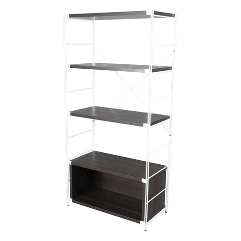 Brentwood Etagere Bookcase with White Powder Coated Steel Frame and Melamine Board Shelves