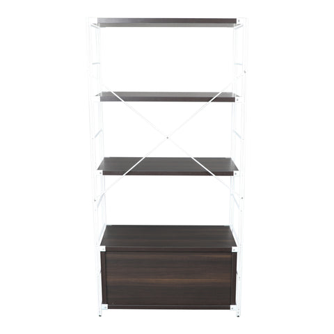 Brentwood Etagere Bookcase with White Powder Coated Steel Frame and Melamine Board Shelves