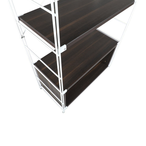 Brentwood Etagere Bookcase with White Powder Coated Steel Frame and Melamine Board Shelves