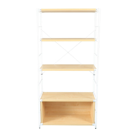 Brentwood Etagere Bookcase with White Powder Coated Steel Frame and Melamine Board Shelves