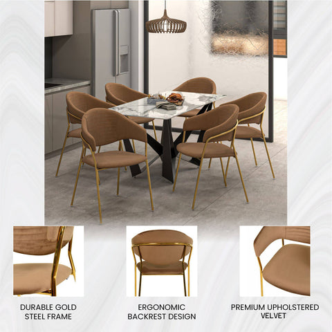 Bella Modern Dining Chair Upholstered in Leather With Stainless Steel Base Set of 4