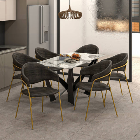 Bella Modern Dining Chair Upholstered in Leather With Stainless Steel Base Set of 4