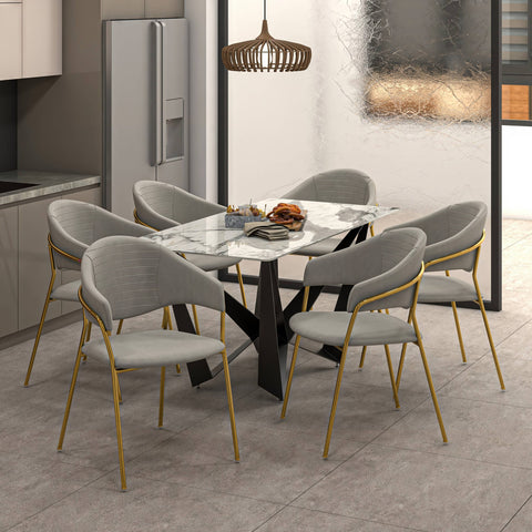 Bella Modern Dining Chair Upholstered in Leather With Stainless Steel Base Set of 4