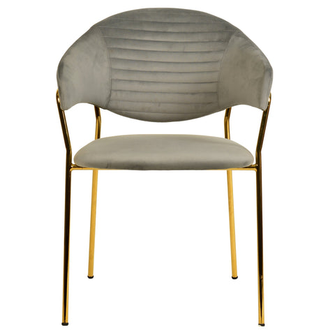 Bella Dining Chair Upholsted in Leather or Velvet in Gold Stainless Steel