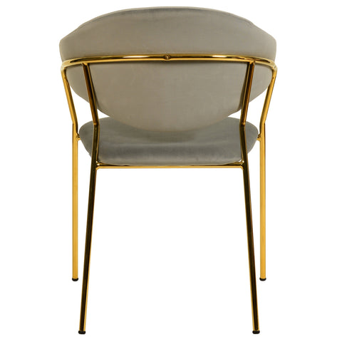 Bella Dining Chair Upholsted in Leather or Velvet in Gold Stainless Steel