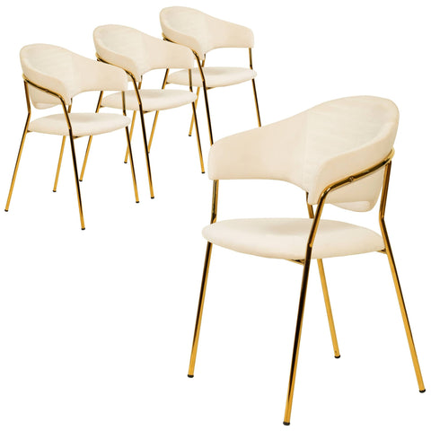 Bella Modern Dining Chair Upholstered in Leather With Stainless Steel Base Set of 4