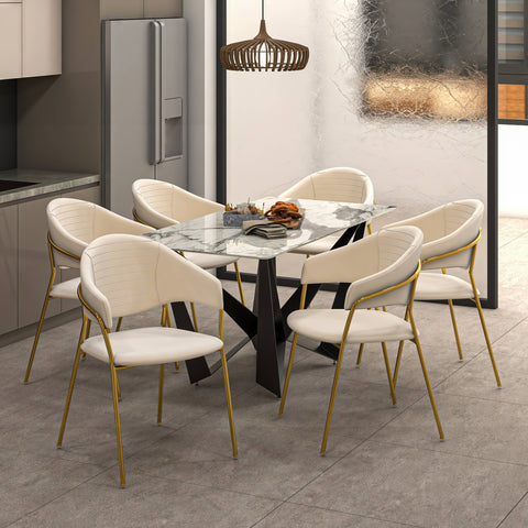 Bella Modern Dining Chair Upholstered in Leather With Stainless Steel Base Set of 4