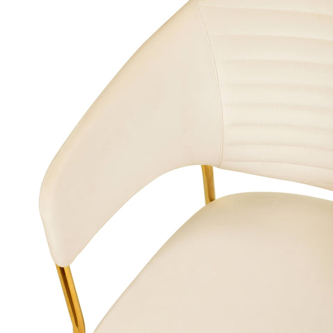 Bella Dining Chair Upholsted in Leather or Velvet in Gold Stainless Steel