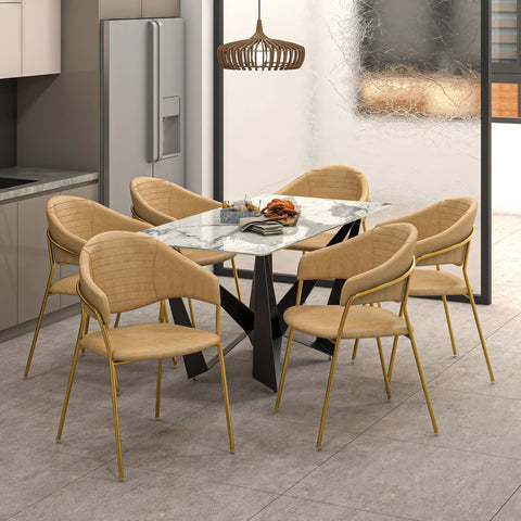 Bella Modern Dining Chair Upholstered in Leather With Stainless Steel Base Set of 4