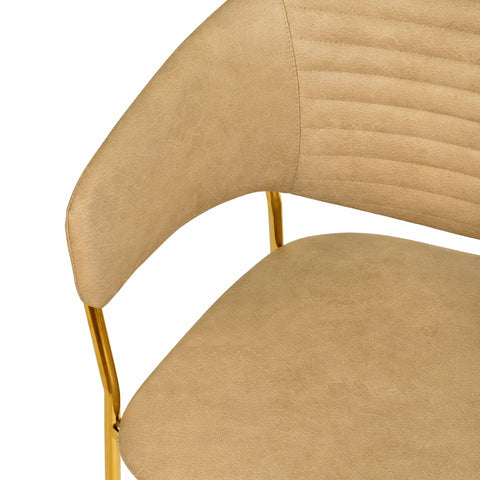 Bella Dining Chair Upholsted in Leather or Velvet in Gold Stainless Steel