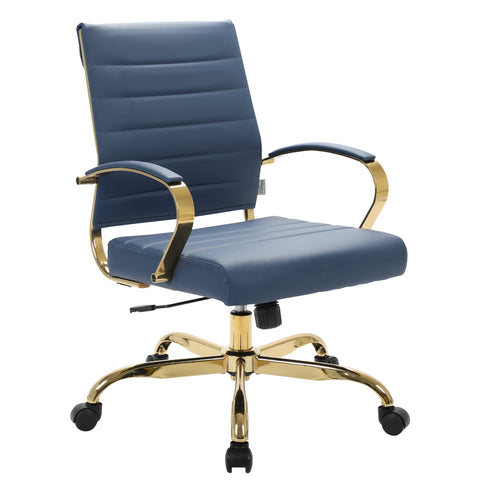 Benmar Mid-Back Leather Office Conference Chair Adjustable Height, Swivel, and Tilt