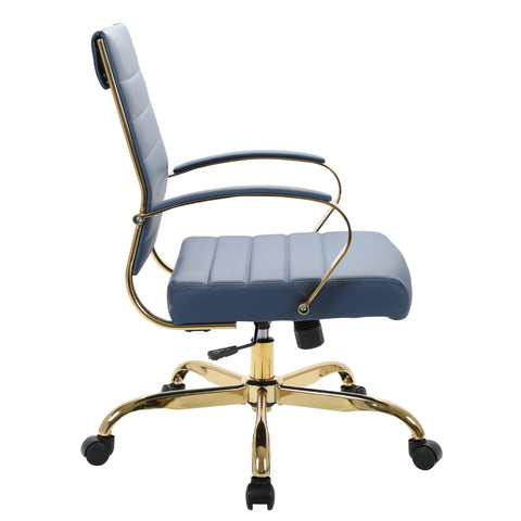 Benmar Mid-Back Leather Office Conference Chair Adjustable Height, Swivel, and Tilt