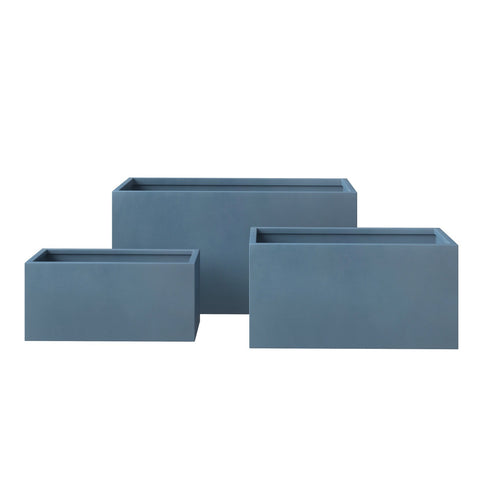 Bloom 3-Piece Fiberstone and MGO Clay Planter Set, Modern Rectangular Durable Planter Pot for Indoor and Outdoor