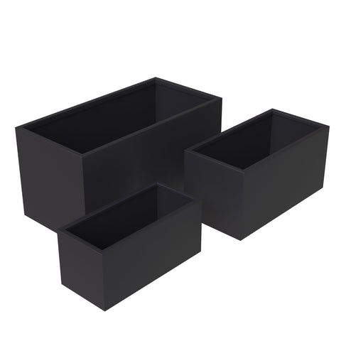 Bloom 3-Piece Fiberstone and MGO Clay Planter Set, Modern Rectangular Durable Planter Pot for Indoor and Outdoor