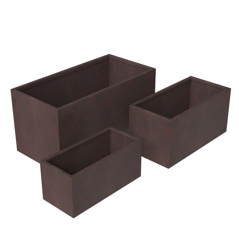 Bloom 3-Piece Fiberstone and MGO Clay Planter Set, Modern Rectangular Durable Planter Pot for Indoor and Outdoor