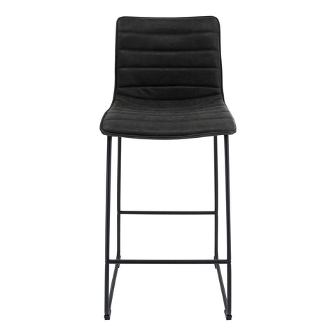 Brooklyn 29.9" Modern Leather Bar Stool With Black Iron Base & Footrest Set of 2