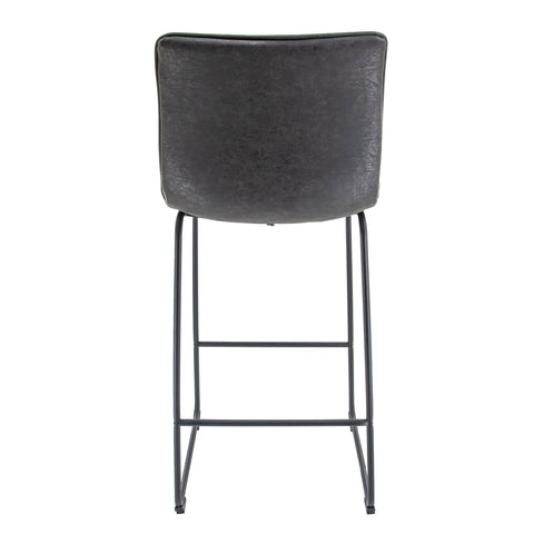 Brooklyn 29.9" Modern Leather Bar Stool With Black Iron Base & Footrest Set of 2