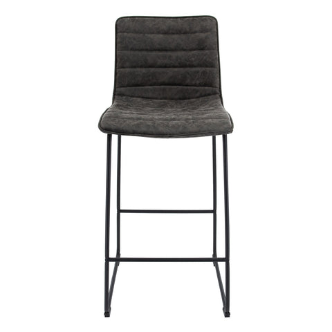 Brooklyn 29.9" Modern Leather Bar Stool With Black Iron Base & Footrest Set of 2