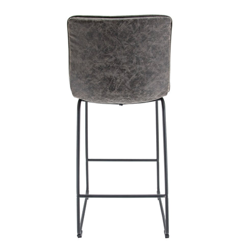 Brooklyn 29.9" Modern Leather Bar Stool With Black Iron Base & Footrest Set of 2