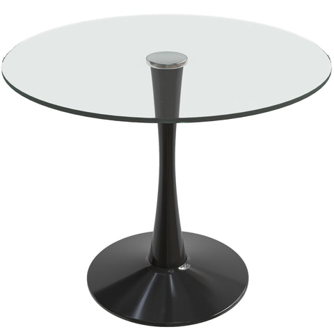 Bristol Round Dining Table with MDF/Sintered Stone/Glass Tabletop in Black Steel Base